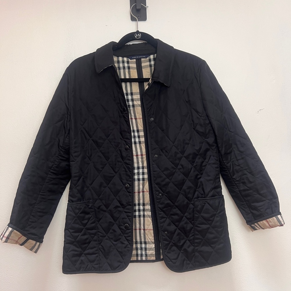 Burberry Black Plaid Quilted Jacket S